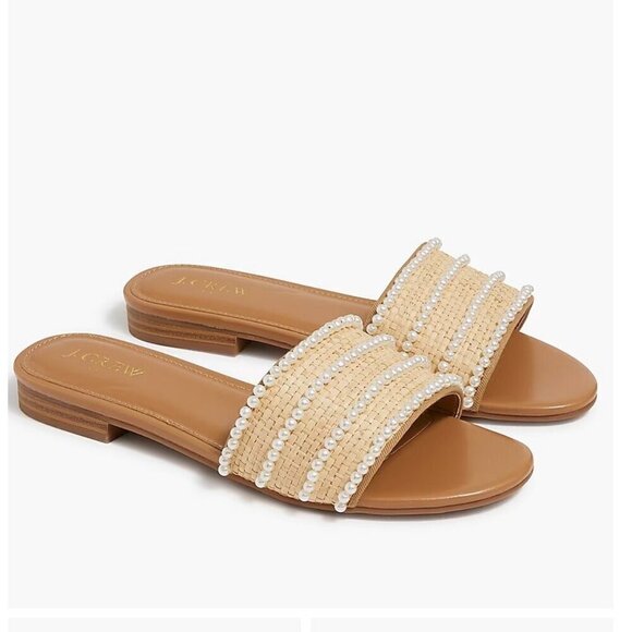 J.Crew $80 Raffia Slide Sandals Size 10.5 BN877 - Picture 1 of 8